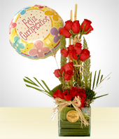 Felicitaciones - Combo Ilusin: Bouquet 24 Rosas + Globo